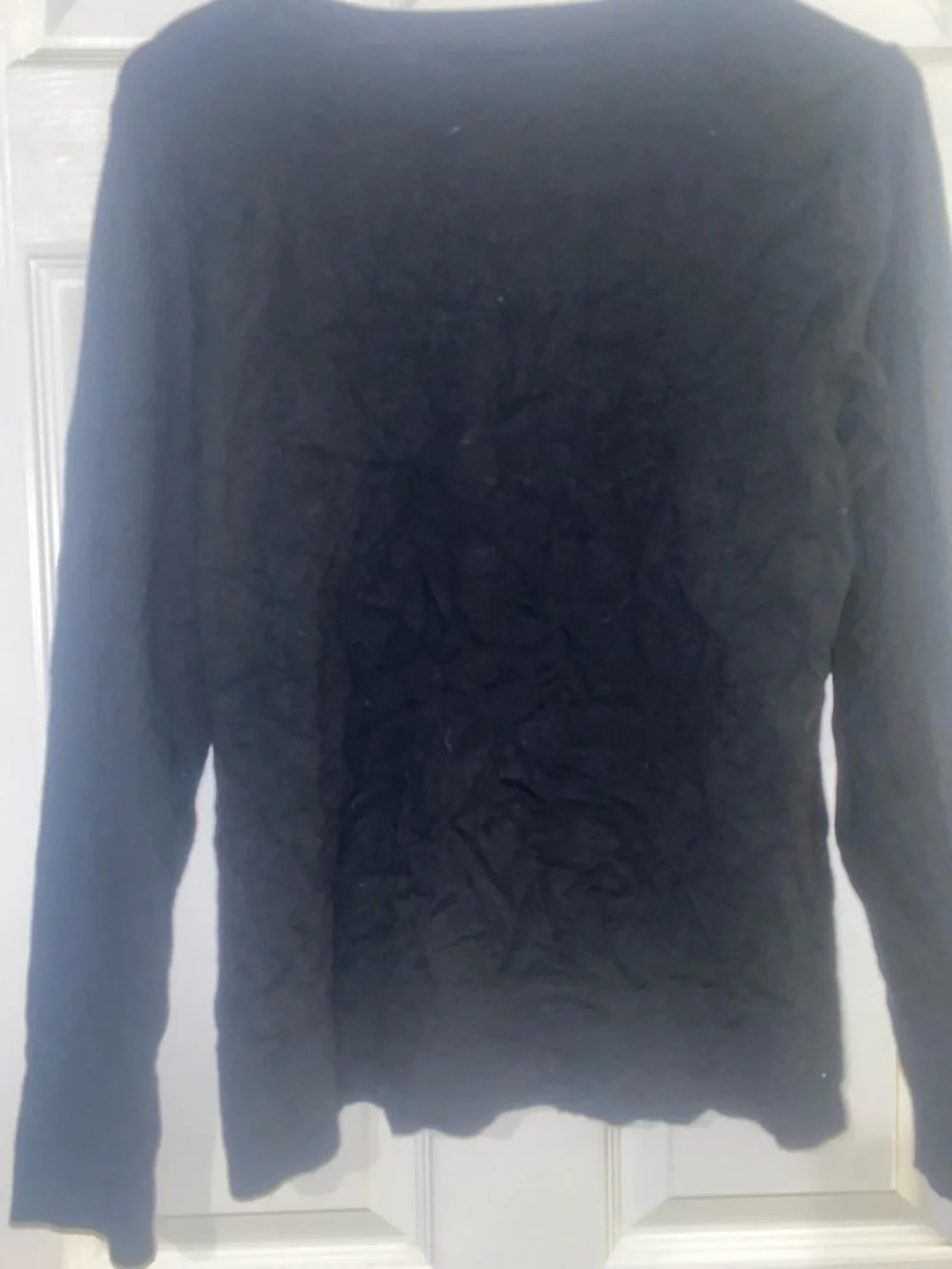 Chico's Black Cardigan with Gray Patterned Ruffle Panel - Picture 5 of 5